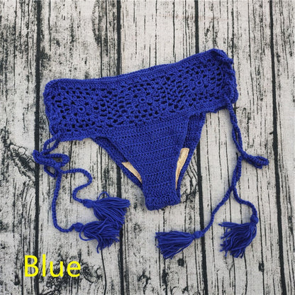 15 Color Women Openwork Mediterranean Grid Crochet Shorts Bikini Bottom Tassel Casual Beach Bandage Hot Pants Sunset and Swim   