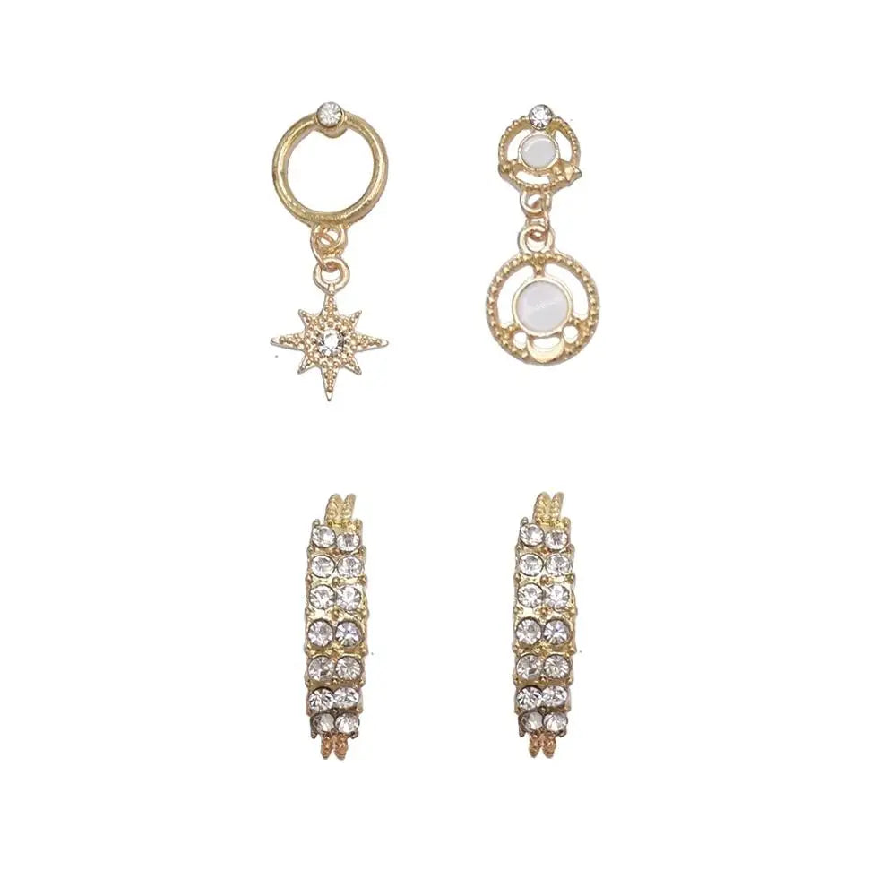 Bohemian Moon & Star Studs Earrings [Spirit and Rebel] Gold 2  