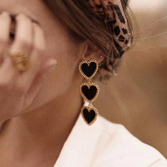 Three Hearts Love Boho Earrings [Spirit and Rebel]   