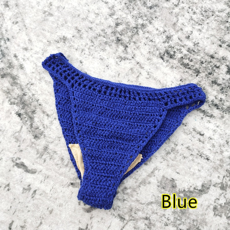 Boho Handmade Crochet Bikini Bottoms [Spirit and Rebel] Blue S