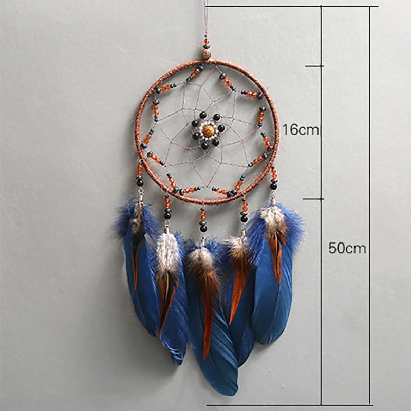 Celestial Dreams Handcrafted Dreamcatcher Boho Wall Decor [Spirit and Rebel] Blue  