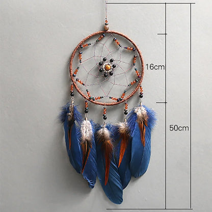 Celestial Dreams Handcrafted Dreamcatcher Boho Wall Decor [Spirit and Rebel] Blue  