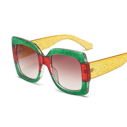 Sunset and Swim Oversized Square Dual Color Sunglasses Sunset and Swim Green