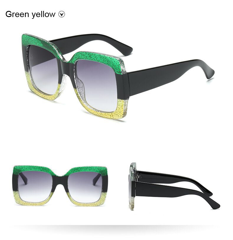 Sunset and Swim Oversized Square Dual Color Sunglasses Sunset and Swim