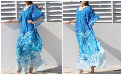 Ethereal Breeze Boho Chic Embroidered Maxi Dress Kaftan [Spirit and Rebel]   