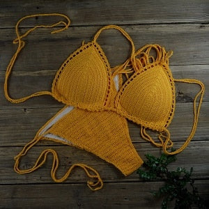 Handmade Sun-Kissed Crochet Boho Bikini [Spirit and Rebel] Orange S