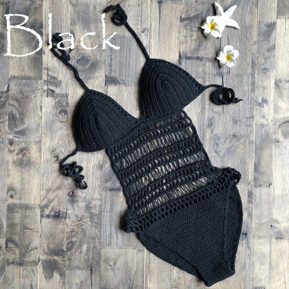 Bohemian Dream Crochet Hollow Out Swimsuit [Spirit and Rebel] Black M 