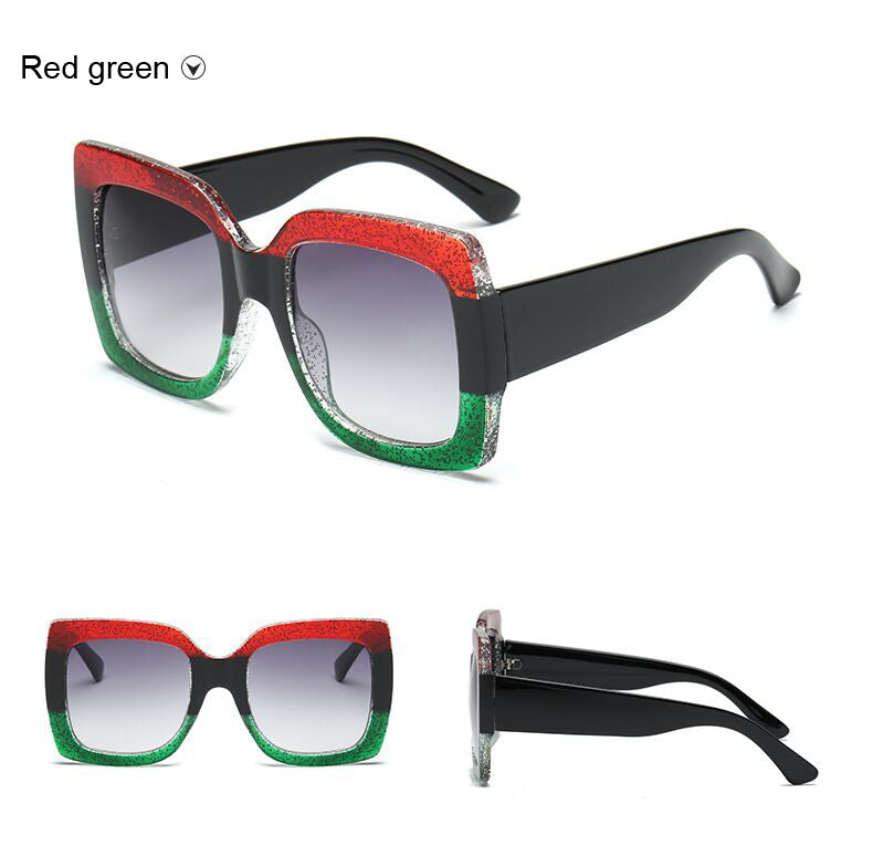 Sunset and Swim Oversized Square Dual Color Sunglasses Sunset and Swim