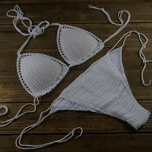 Handmade Sun-Kissed Crochet Boho Bikini [Spirit and Rebel] White S