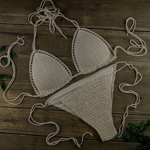 Handmade Sun-Kissed Crochet Boho Bikini [Spirit and Rebel] Beige S