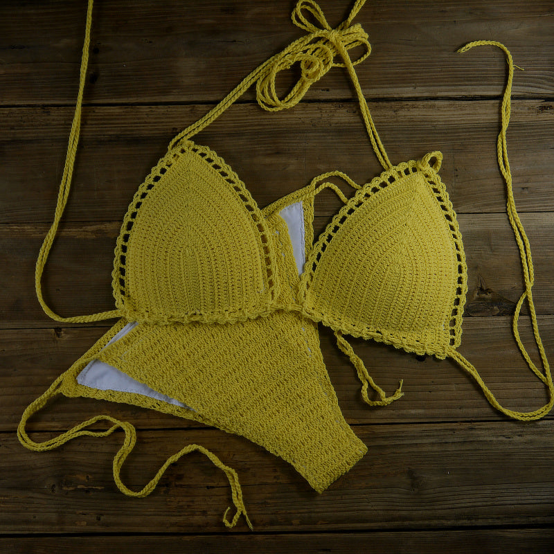 Handmade Sun-Kissed Crochet Boho Bikini Sunset and Swim   