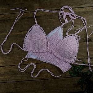 Handmade Sun-Kissed Crochet Boho Bikini [Spirit and Rebel] Pink S