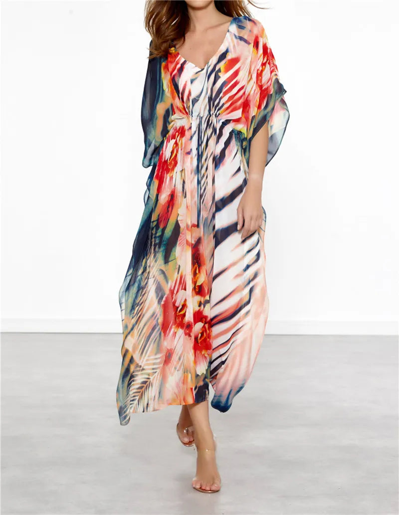 Ethereal Breeze Boho Chic Embroidered Maxi Dress Kaftan [Spirit and Rebel]   