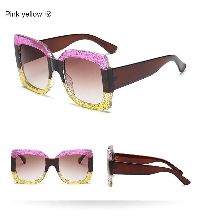 Sunset and Swim Oversized Square Dual Color Sunglasses Sunset and Swim