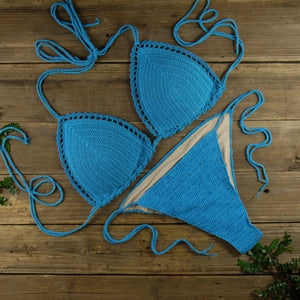 Handmade Sun-Kissed Crochet Boho Bikini [Spirit and Rebel] Sky Blue S