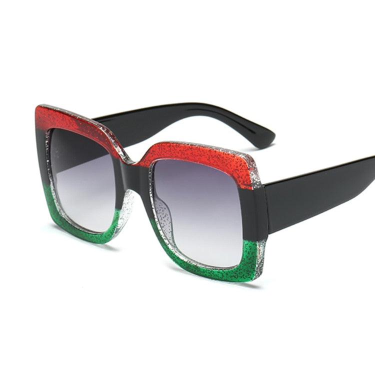 Sunset and Swim Oversized Square Dual Color Sunglasses Sunset and Swim Red green