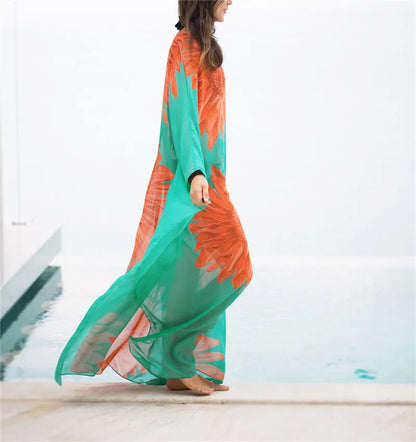 Ethereal Breeze Boho Chic Embroidered Maxi Dress Kaftan [Spirit and Rebel]   