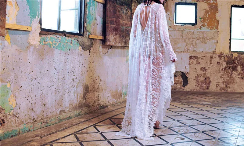 Ethereal Breeze Boho Chic Embroidered Maxi Dress Kaftan [Spirit and Rebel]   