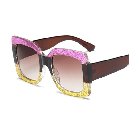 Sunset and Swim Oversized Square Dual Color Sunglasses Sunset and Swim Pink yellow