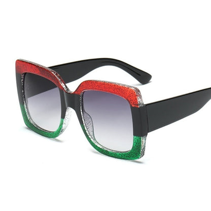 Sunset and Swim Oversized Square Dual Color Sunglasses Sunset and Swim