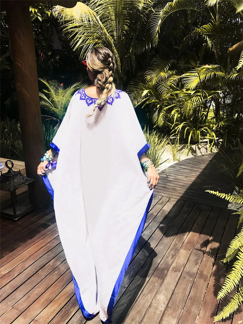 Ethereal Breeze Boho Chic Embroidered Maxi Dress Kaftan [Spirit and Rebel]   