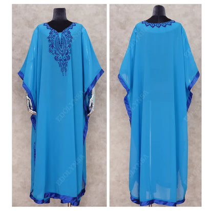 Ethereal Breeze Boho Chic Embroidered Maxi Dress Kaftan [Spirit and Rebel]   