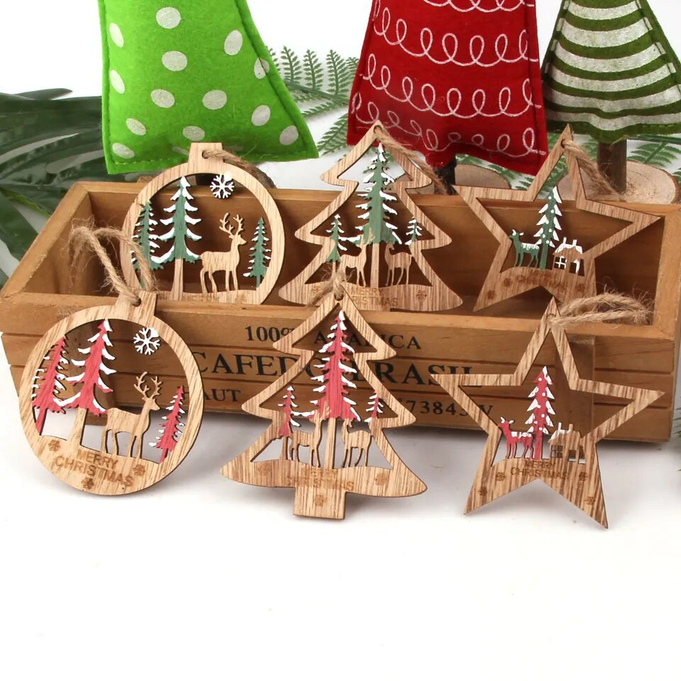 Vintage Wooden Christmas Pendants Ornaments [Spirit and Rebel]   