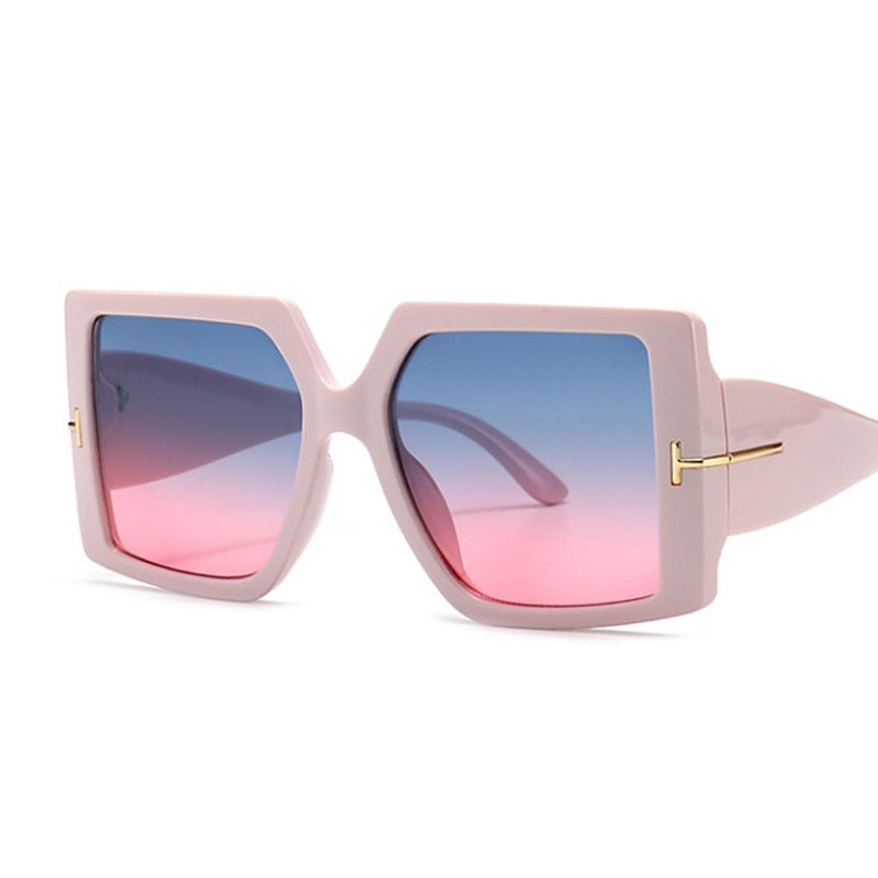 Rome Love Square Oversized Sunglasses for Women Sunset and Swim Blue Pink