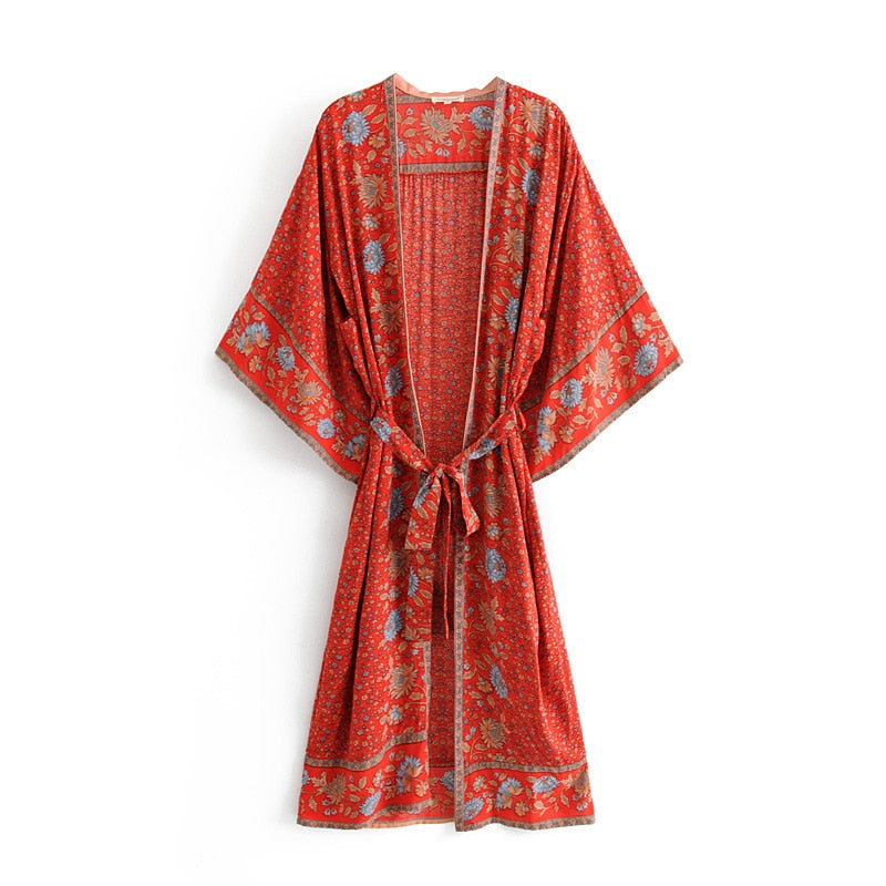 Free Spirit Boho Kimono [Spirit and Rebel] Red S 