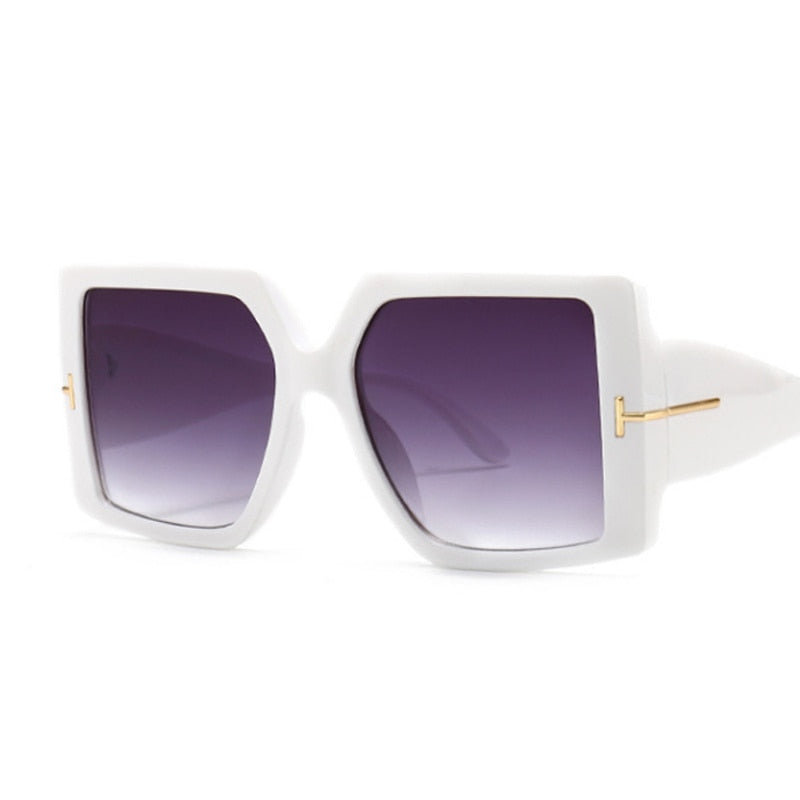 Rome Love Square Oversized Sunglasses for Women Sunset and Swim White Gray