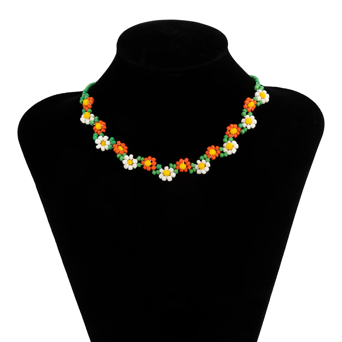 Trendy Flower Passion Beads Choker Necklace Sunset and Swim