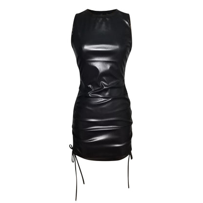 Francesca PU Leather Ruched Bodycon Mini Dress [Spirit and Rebel]