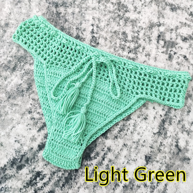 Boho Chic Tassel Bikini Bottoms [Spirit and Rebel] Light Green S