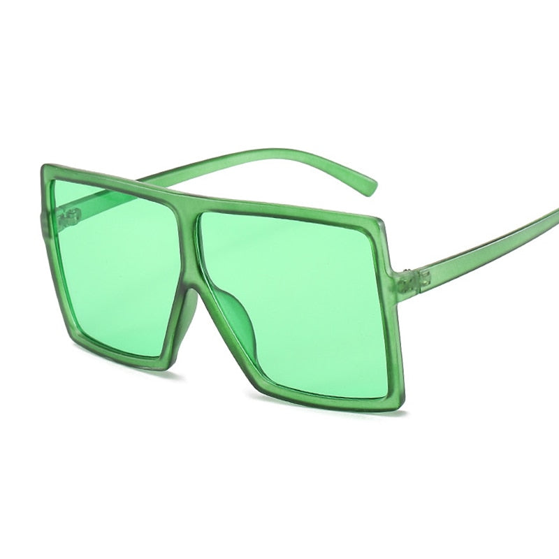 Golden Horizon Sunnies Oversized Square Sunglasses For Women Sunset and Swim Green