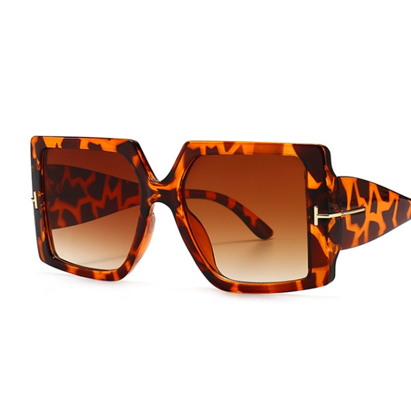 Rome Love Square Oversized Sunglasses for Women Sunset and Swim Leopard