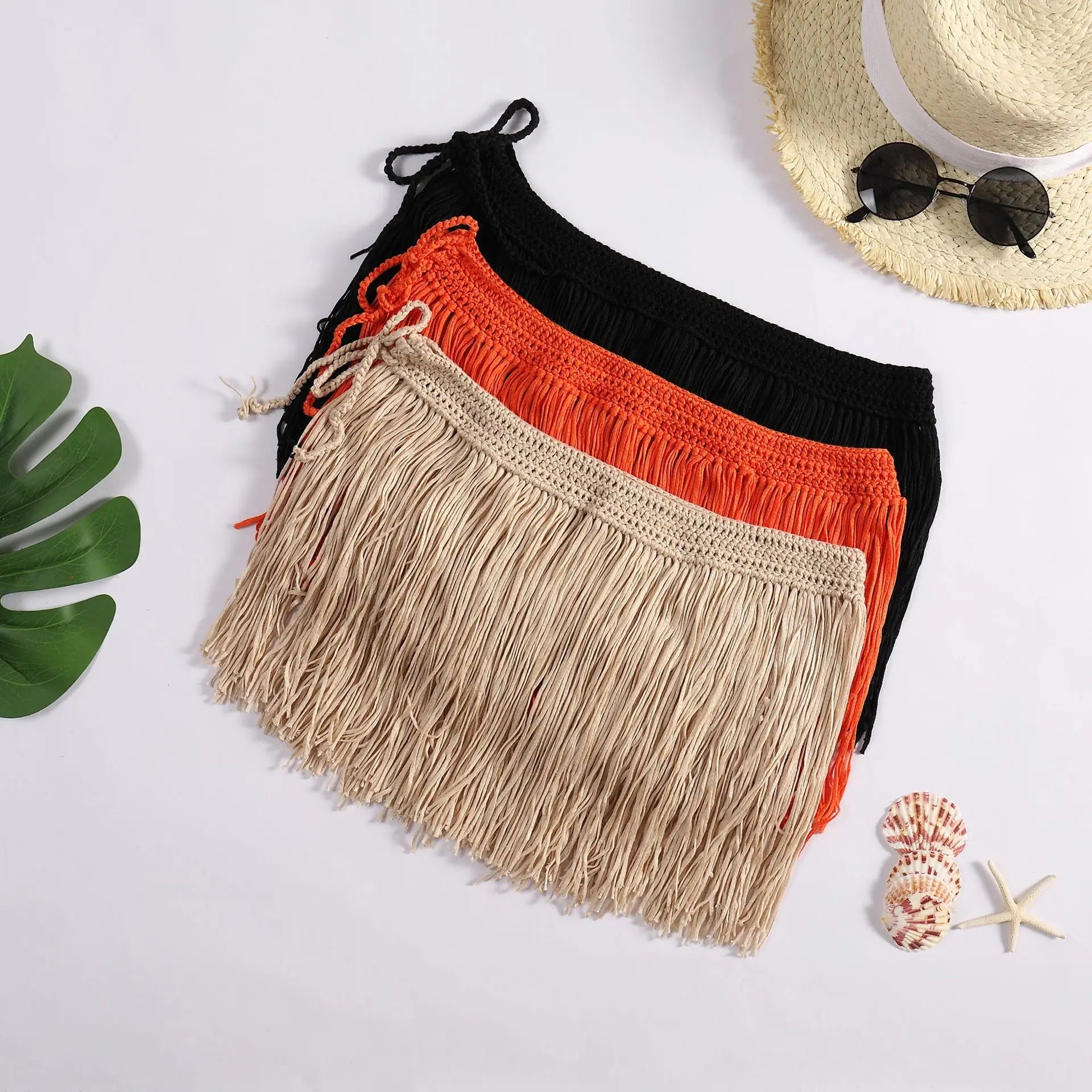 Sunset Luxe Tassel Mini Beach Cover Up Skirt Sunset and Swim