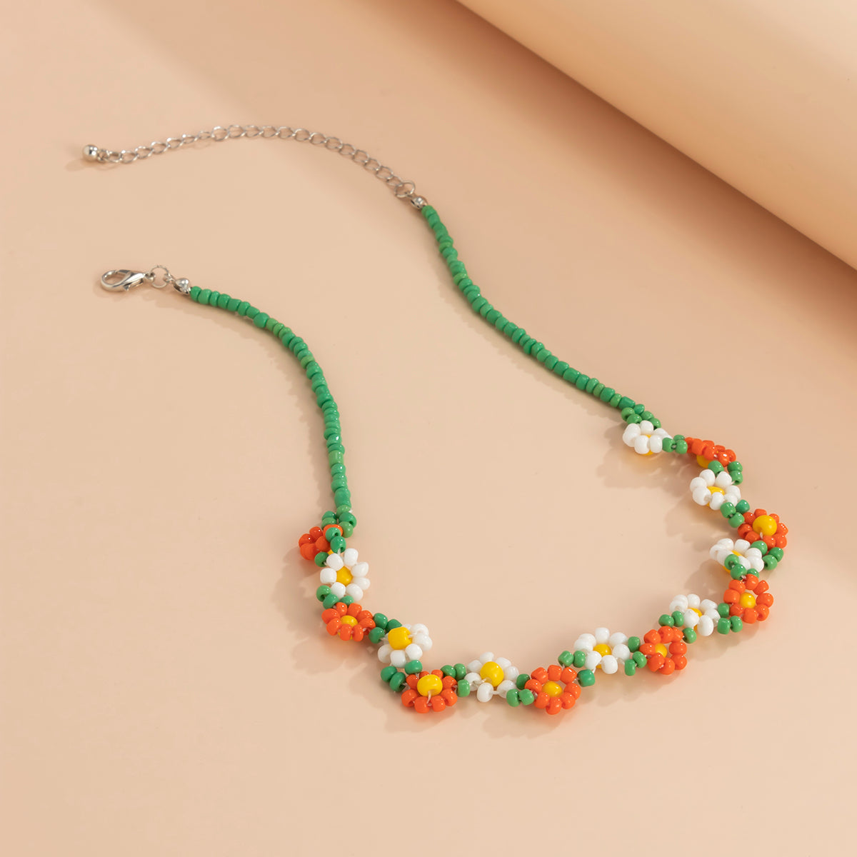 Trendy Flower Passion Beads Choker Necklace Sunset and Swim