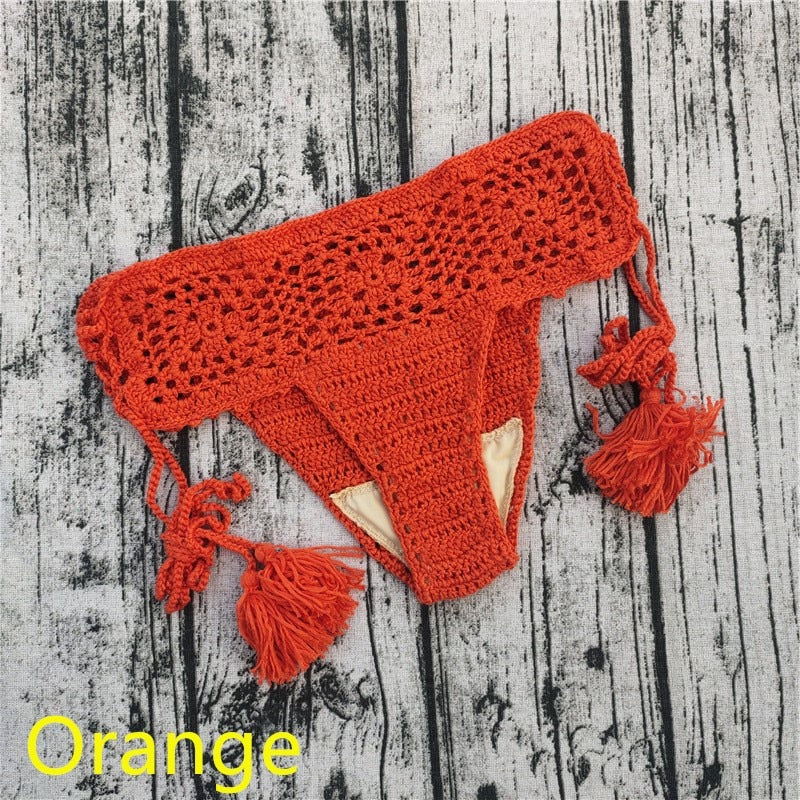 Mediterranean Goddess Crochet Bikini Bottoms [Spirit and Rebel] Orange S