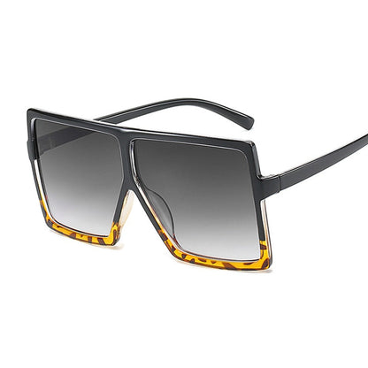 Golden Horizon Sunnies Oversized Square Sunglasses For Women Sunset and Swim Black Leopard Gray