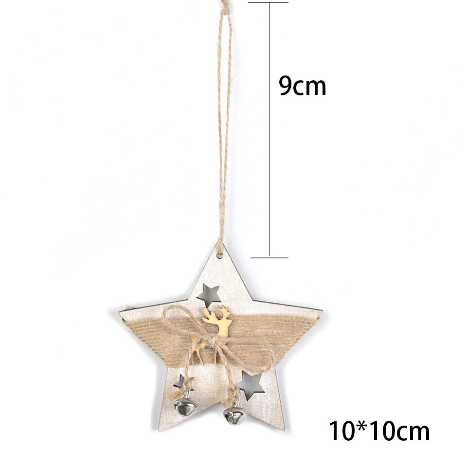 Enchanting 3-Piece Boho Christmas Wooden Pendants Set [Spirit and Rebel] 3pcs Star  