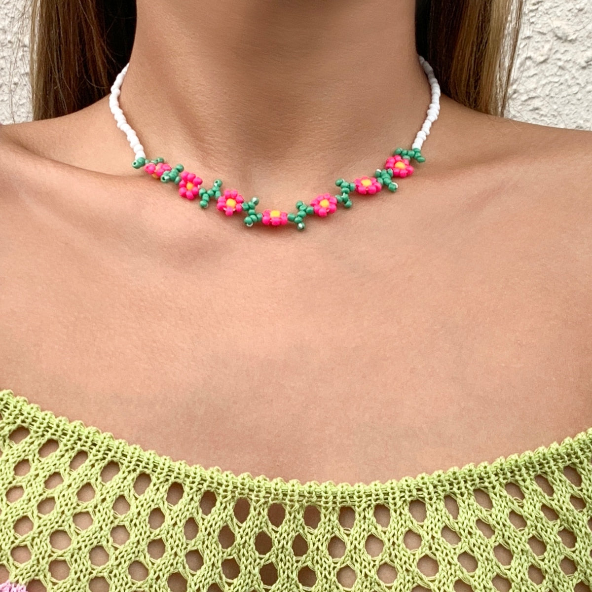 Trendy Flower Passion Beads Choker Necklace Sunset and Swim C04511