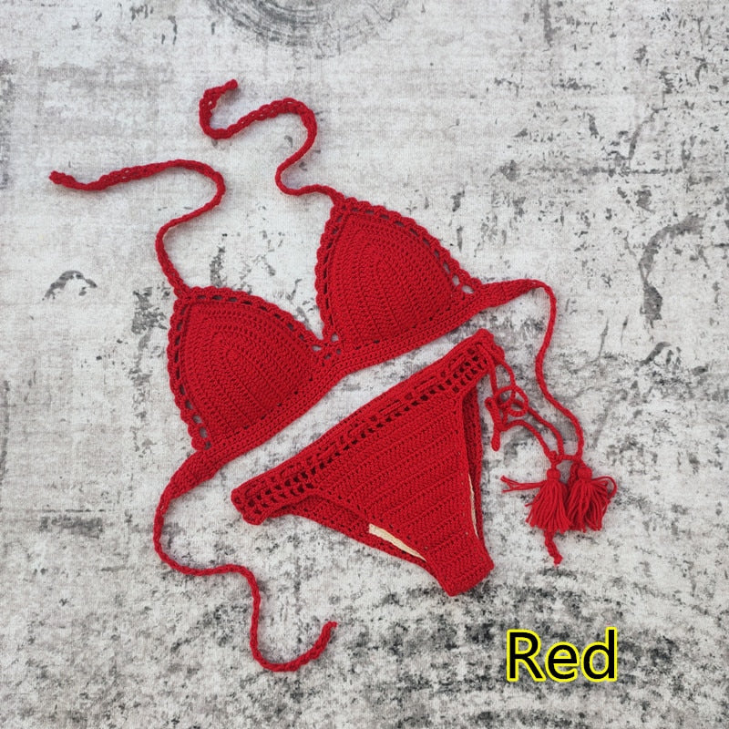 Boho Beach Beauty Handmade Crochet Bikini [Spirit and Rebel] Red S