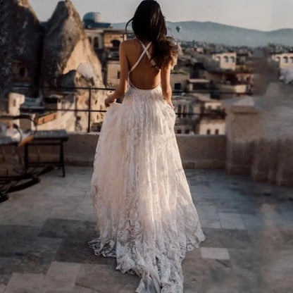 Now and Forever Side Slit Boho Wedding Dress [Spirit and Rebel]   