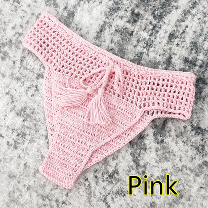 Boho Chic Tassel Bikini Bottoms [Spirit and Rebel] Pink S