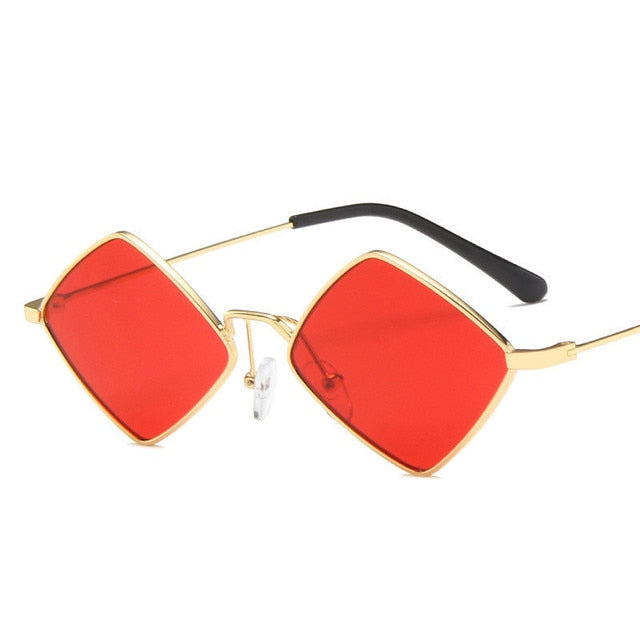 Irregular Vintage Small Frame UV400 Womens Sunglasses Sunset and Swim gold red