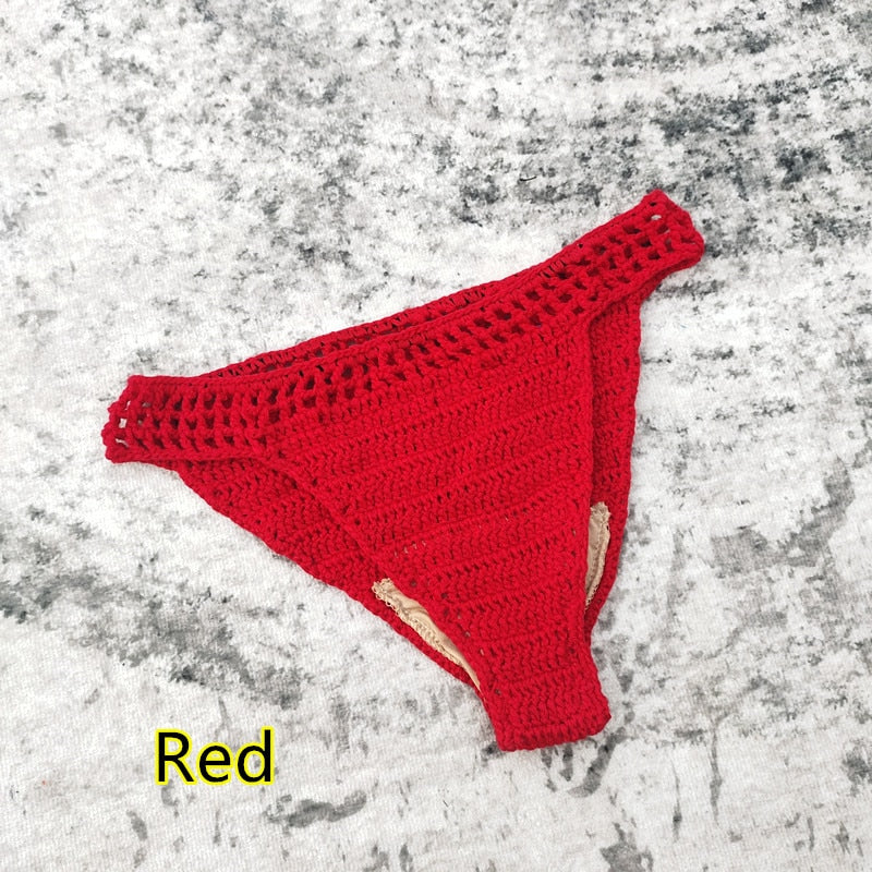 Boho Handmade Crochet Bikini Bottoms [Spirit and Rebel] Red S