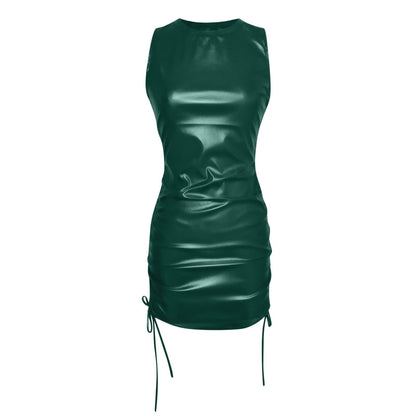 Francesca PU Leather Ruched Bodycon Mini Dress [Spirit and Rebel]