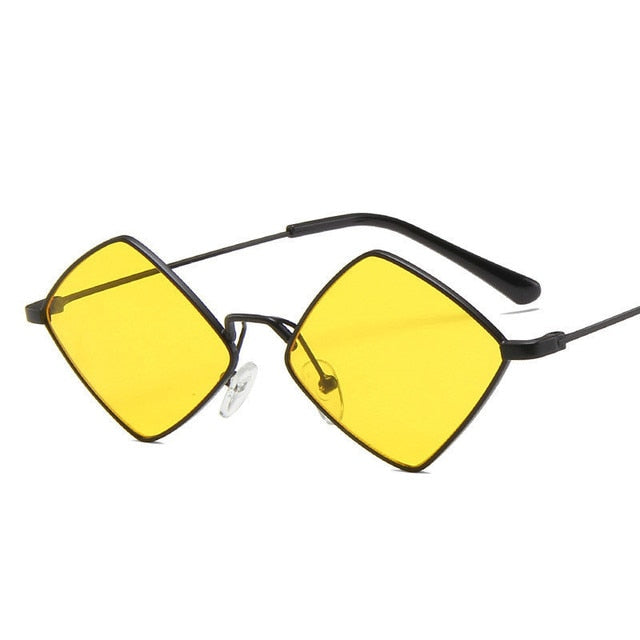 Irregular Vintage Small Frame UV400 Womens Sunglasses Sunset and Swim black yellow