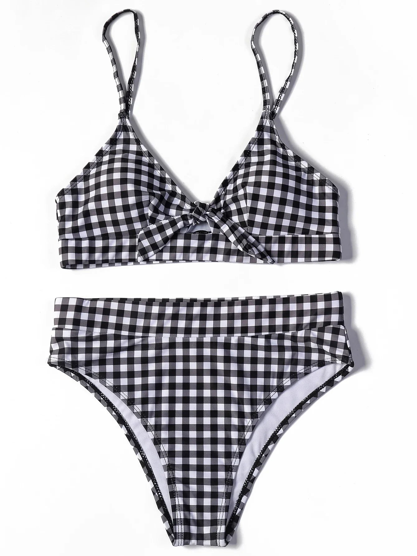 Irresistibly Chic Plaid Bow Bikini Sunset and Swim