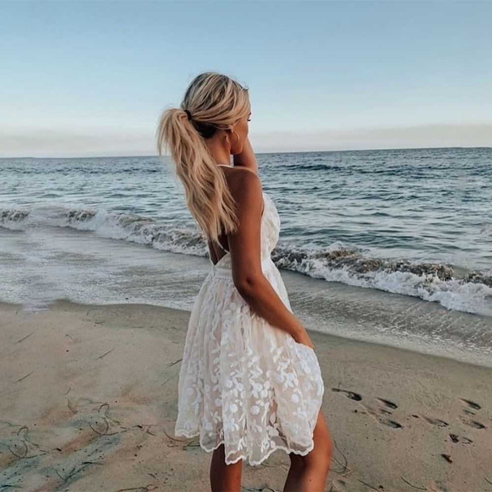 Summer of Love Backless Lace Bohemian Mini Dress [Spirit and Rebel]